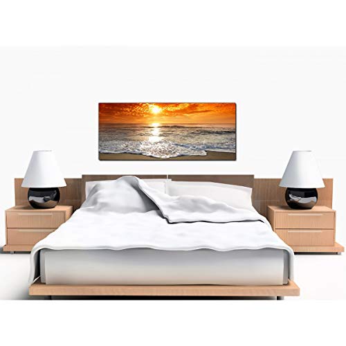 Cheap Canvas Pictures of a Tropical Beach Sunset for your Bedroom - Panoramic Seaside Wall Art - 1152 - WallfillersÃ‚Â® by Wallfillers