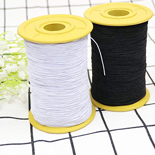 CHENGYIDA Hilo elástico blanco y negro para ropa, accesorios de tela, bricolaje, industria de máquinas, carrete de hilo elástico de coser, hilo elástico de 547 yardas, paquete de 0,5 mm de grosor