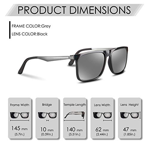 CHEREEKI Gafas de Sol Hombre Mujer Polarizadas UV400 Protection Clásico Retro Gafas (Plata)