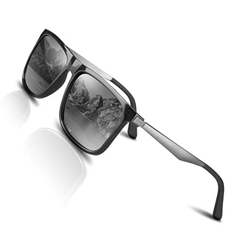 CHEREEKI Gafas de Sol Hombre Mujer Polarizadas UV400 Protection Clásico Retro Gafas (Plata)