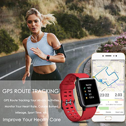 CHEREEKI Reloj Deportivo, IP68 Reloj Inteligente 1.3" con Monitor de Ritmo Cardíaco, Pulsera Actividad para Xiaomi Detecta Datos de Ejercicios de Interior como Saltar la Comba, Correr en Cinta, etc