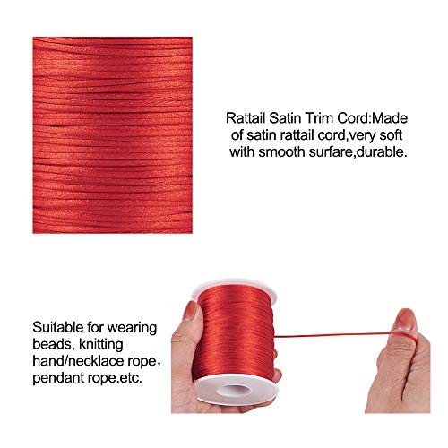 Cheriswelry, 109 yardas/rollo de 1,5 mm de nailon, cordón de cuentas de macramé sedoso rojo, hilo de nailon trenzado para pulsera, collar de joyería, fabricación de nudos chinos artesanías Cheriswelry, 109 yardas/rollo de 1,5 mm de nailon, cordón de cuentas de macramé sedoso rojo, hilo de nailon trenzado para pulsera, collar de joyería, fabricación de nudos chinos artesanías