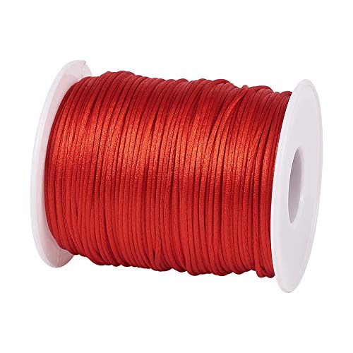 Cheriswelry, 109 yardas/rollo de 1,5 mm de nailon, cordón de cuentas de macramé sedoso rojo, hilo de nailon trenzado para pulsera, collar de joyería, fabricación de nudos chinos artesanías Cheriswelry, 109 yardas/rollo de 1,5 mm de nailon, cordón de cuentas de macramé sedoso rojo, hilo de nailon trenzado para pulsera, collar de joyería, fabricación de nudos chinos artesanías
