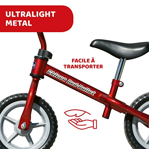 Chicco First Bike - Bicicleta sin pedales con sillín regulable, color rojo, 2-5 años Chicco First Bike - Bicicleta sin pedales con sillín regulable, color rojo, 2-5 años