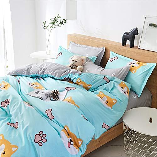 Chickwin Juego de Ropa de Cama con Funda de Edredón 3 Piezas, Dibujos Animados Estampado Microfibra Funda de Nórdica y Funda de Almohada para Adultos Niña Niños (Perro & Huella,220x240cm)