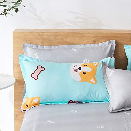 Chickwin Juego de Ropa de Cama con Funda de Edredón 3 Piezas, Dibujos Animados Estampado Microfibra Funda de Nórdica y Funda de Almohada para Adultos Niña Niños (Perro & Huella,220x240cm)