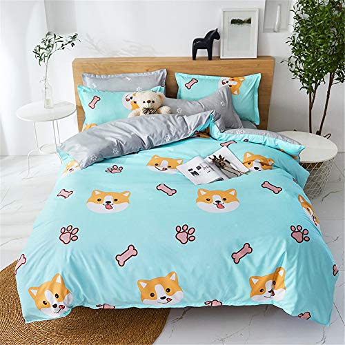 Chickwin Juego de Ropa de Cama con Funda de Edredón 3 Piezas, Dibujos Animados Estampado Microfibra Funda de Nórdica y Funda de Almohada para Adultos Niña Niños (Perro & Huella,220x240cm)