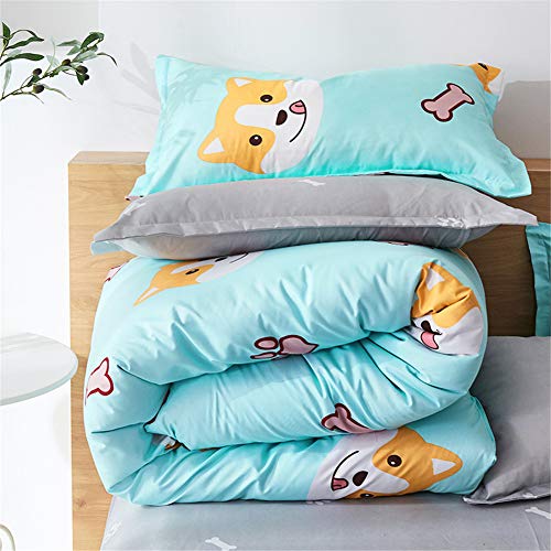 Chickwin Juego de Ropa de Cama con Funda de Edredón 3 Piezas, Dibujos Animados Estampado Microfibra Funda de Nórdica y Funda de Almohada para Adultos Niña Niños (Perro & Huella,220x240cm)