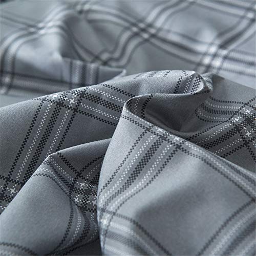 Chickwin Juego de Ropa de Cama con Funda de Edredón 3 Piezas, Estampado Juego de Ropa de Cama con Funda de Nórdica y Funda de Almohada para Adultos Niña Niños (Celosía Gris Oscuro,180x220cm)