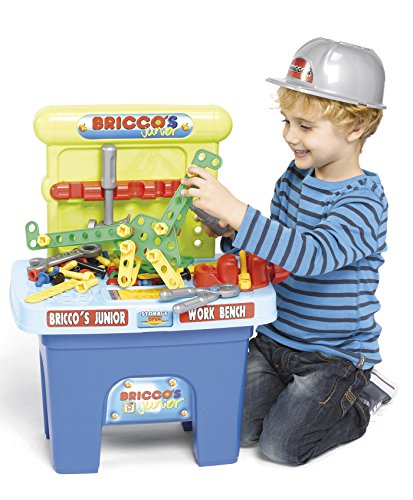 Chicos- Bricco's Junior, Banco de Trabajo de Juguete con Casco y 53 Accesorios más Incluidos, a Partir de 3 Años, Multicolor, Medidas: 44 x 29.5 x 58 cm (12062) , color/modelo surtido