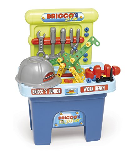Chicos- Bricco's Junior, Banco de Trabajo de Juguete con Casco y 53 Accesorios más Incluidos, a Partir de 3 Años, Multicolor, Medidas: 44 x 29.5 x 58 cm (12062) , color/modelo surtido
