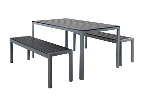 Chicreat - Banco de aluminio para jardín, 135 x 40 x 45 cm (gris plateado) Chicreat - Banco de aluminio para jardín, 135 x 40 x 45 cm (gris plateado)