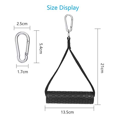 CHIFOOM 2PCS Mango de Resistencia para Ejercicios, 4PCS Mosquetón, Nylon Cuerda Tríceps Manija, Mango de Espuma, Fitness para Yoga, Gimnasio, Equipo de Entrenamiento a Atleta, Instructor de Fitness