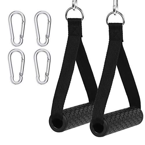 CHIFOOM 2PCS Mango de Resistencia para Ejercicios, 4PCS Mosquetón, Nylon Cuerda Tríceps Manija, Mango de Espuma, Fitness para Yoga, Gimnasio, Equipo de Entrenamiento a Atleta, Instructor de Fitness