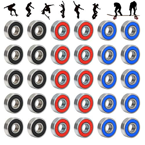 CHIFOOM Cojinetes de Bolas de Ranura Profunda 30pcs 608RS Rodamientos de Skate sin Fricción en M Iniatura Longboard Rodillo Hecho de Acero al Carbono Scooter para Patines en Línea 40 * ABEC-9 CHIFOOM Cojinetes de Bolas de Ranura Profunda 30pcs 608RS Rodamientos de Skate sin Fricción en M Iniatura Longboard Rodillo Hecho de Acero al Carbono Scooter para Patines en Línea 40 * ABEC-9