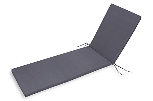 Chillvert KAN150 - Cojin Gandía Tumbona Gris Desenfundable 185x55x4,5 cm (2 piezas)