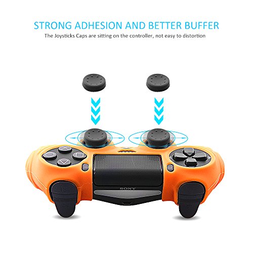 CHIN FAI PS4 Funda para Cubrir el Mando de PS4 con 4 Grips para Pulgares, Funda Antideslizante de Silicona, Carcasa Protectora para Mando de Sony PS4 / Slim/Pro CHIN FAI PS4 Funda para Cubrir el Mando de PS4 con 4 Grips para Pulgares, Funda Antideslizante de Silicona, Carcasa Protectora para Mando de Sony PS4 / Slim/Pro