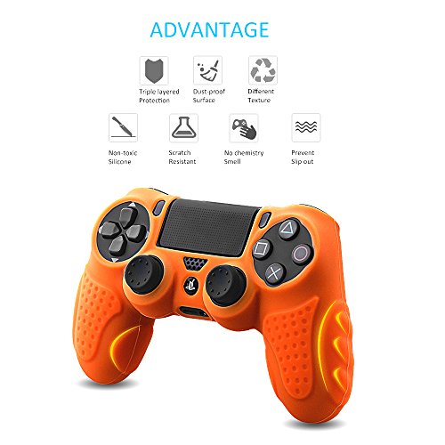 CHIN FAI PS4 Funda para Cubrir el Mando de PS4 con 4 Grips para Pulgares, Funda Antideslizante de Silicona, Carcasa Protectora para Mando de Sony PS4 / Slim/Pro CHIN FAI PS4 Funda para Cubrir el Mando de PS4 con 4 Grips para Pulgares, Funda Antideslizante de Silicona, Carcasa Protectora para Mando de Sony PS4 / Slim/Pro