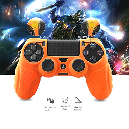 CHIN FAI PS4 Funda para Cubrir el Mando de PS4 con 4 Grips para Pulgares, Funda Antideslizante de Silicona, Carcasa Protectora para Mando de Sony PS4 / Slim/Pro