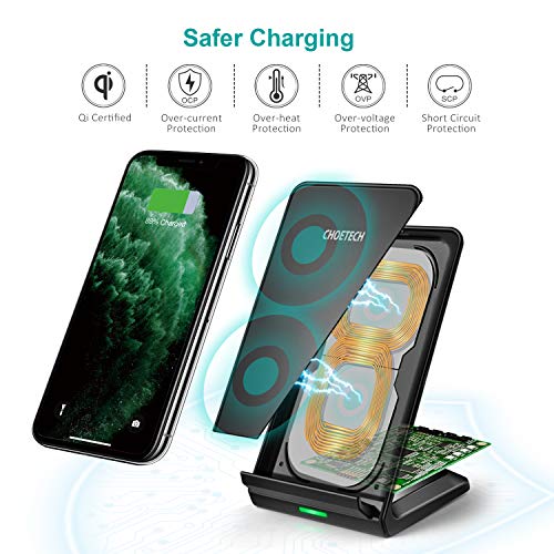 CHOETECH Cargador Inalambrico, Wireless Charger [2 Pack], Carga Rápida 7.5W/10W para iPhone 12/12 Pro/11/11 Pro/SE 2/XS MAX/XR/X/8 Plus, Samsung Galaxy S20/S10/S9/S8/S10+/S9/Note20/Note10, AirPods2