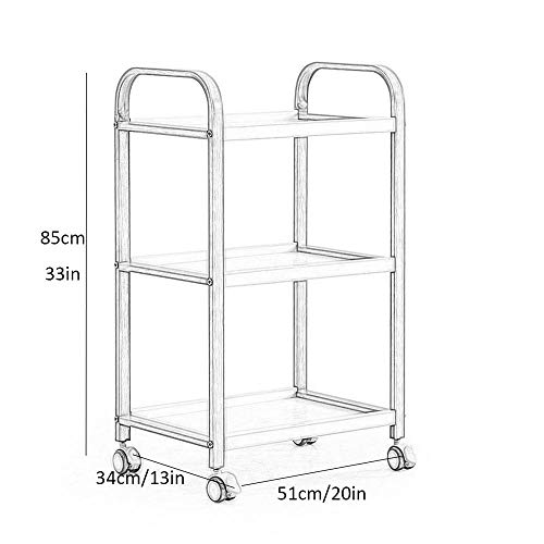 CHOUE 3 Nivel Estanterias de Baño con Ruedas,Blanco Madera Carrito para Cocinas, Hoteles, Restaurantes Y Residencias