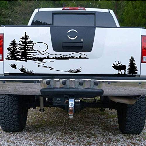 CHPYHOME Vinilo Pegatina Adhesivo Montes y Ciervo en Negro Coches, caravanas, Jeep, autocaravanas, Pickups 94 x 30 cm CHPYHOME Vinilo Pegatina Adhesivo Montes y Ciervo en Negro Coches, caravanas, Jeep, autocaravanas, Pickups 94 x 30 cm