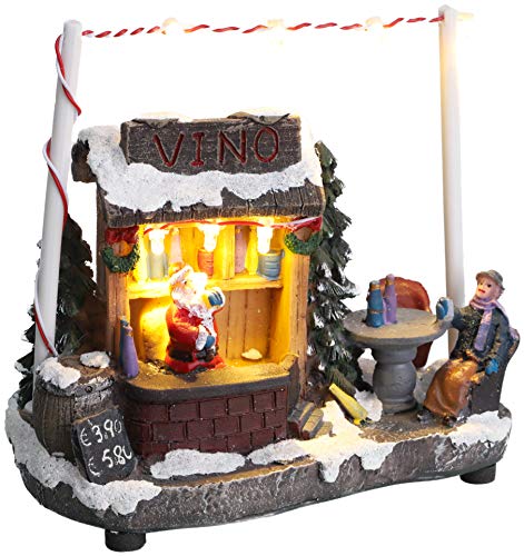 Christmas Concepts® - Escena de Mercado navideño con luz LED de 5"/ 13 cm (Cabaña de Vino)