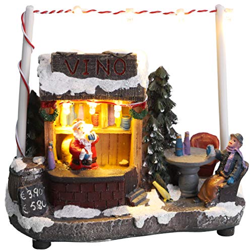 Christmas Concepts® - Escena de Mercado navideño con luz LED de 5"/ 13 cm (Cabaña de Vino)