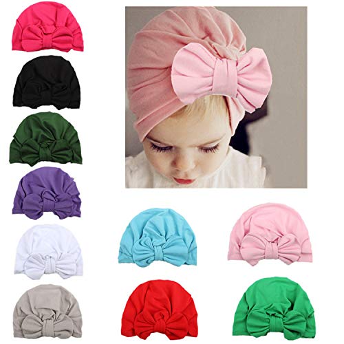 CHSEEA 10PCS Niños Sombrero Beanie Gorras Elásticas Caliente de Punto Arco Venda De Pelo Bebe Vinchas Diadema Turbante Cintas para El Pelo Niñas Accesorios para El Cabello #3