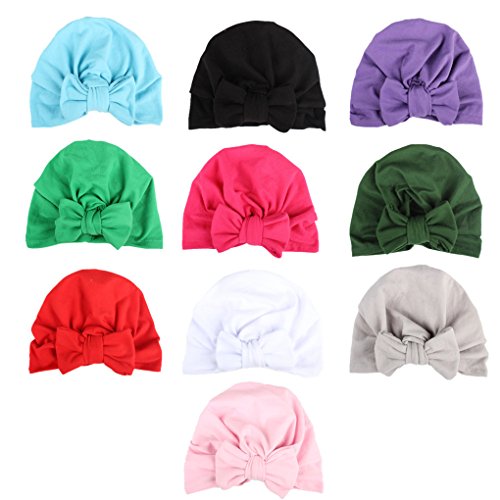 CHSEEA 10PCS Niños Sombrero Beanie Gorras Elásticas Caliente de Punto Arco Venda De Pelo Bebe Vinchas Diadema Turbante Cintas para El Pelo Niñas Accesorios para El Cabello #3