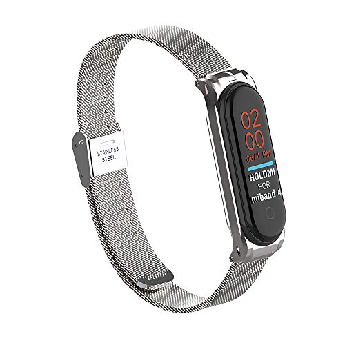 Chuanghongyuan Correa para Xiaomi Mi Band 4 / Mi Band 3, Hebilla de Metal Pulsera con Acero Inoxitable Ajustable para Xiaomi Mi Band 4 / Xiaomi Mi Band 3 {NoHost}{Aguja Ajustable}(Plata)