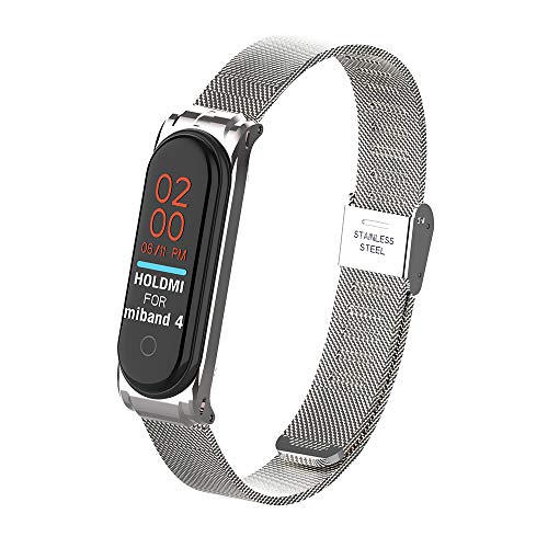 Chuanghongyuan Correa para Xiaomi Mi Band 4 / Mi Band 3, Hebilla de Metal Pulsera con Acero Inoxitable Ajustable para Xiaomi Mi Band 4 / Xiaomi Mi Band 3 {NoHost}{Aguja Ajustable}(Plata)