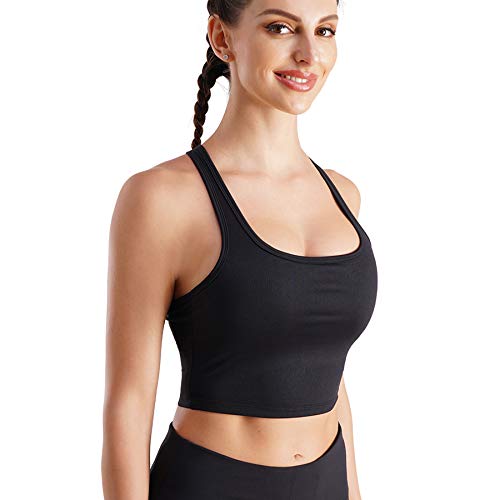 Chumian Sujetador deportivo para mujer, acolchado, Push Up, sin aro, tallas grandes, soporte trasero Negro XXX-Large