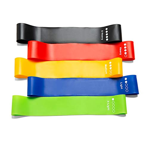 CHYSJ Bandas de Bucle de Resistencia de 5 Piezas: Ajuste de Yoga Simplify Simplify Pull Up Band - Banda de Resistencia de Estiramiento - Movilidad y Bandas de Powerlifting A