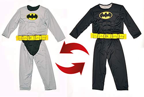 Ciao 11720.5-7 Batman 2 en 1 (Classic/Dark Knight) - Disfraz de DC Comics (talla 10-12 años) con músculos pectorales acolchados para bebé, negro, Girgio Ciao 11720.5-7 Batman 2 en 1 (Classic/Dark Knight) - Disfraz de DC Comics (talla 10-12 años) con músculos pectorales acolchados para bebé, negro, Girgio