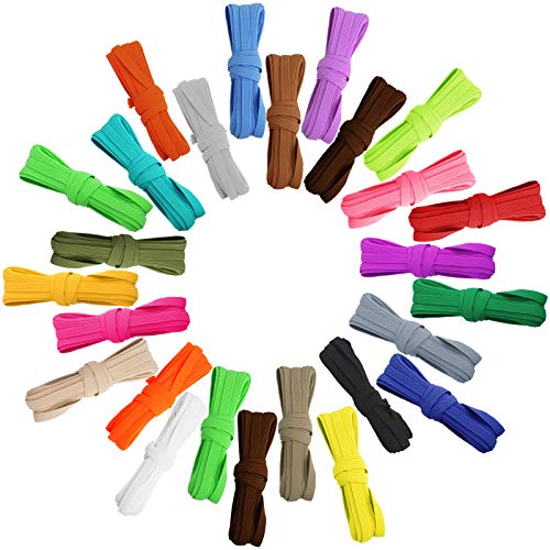 CINMOK 24pcs Cuerdas Elásticas Colorido Cordón Elástico Plano Costura Elasticas Bandas DIY para Costura Bricolaje Bufanda Ropa Pantalones Faldas Camisas Camisetas Máquina de Coser Cinta Pelo 6mm*3m