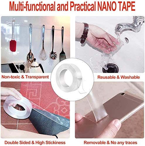 Cinta Adhesiva Nano Mágica, 300cm Cinta Adhesiva Transparente Extraíble Multifuncional sin Rastros, Cinta Adhesiva de Doble Cara Reutilizable Lavable Fuerte Agarre de Gel para Oficina,Alfombra, Cocina Cinta Adhesiva Nano Mágica, 300cm Cinta Adhesiva Transparente Extraíble Multifuncional sin Rastros, Cinta Adhesiva de Doble Cara Reutilizable Lavable Fuerte Agarre de Gel para Oficina,Alfombra, Cocina