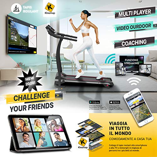 CINTA DE CORRER ELÉCTRICA PLEGABLE, 11 KM/H, 1HP (1800W / 2,5HP PEAK) SENSOR CARDÍACO, INCLINACIÓN AJUSTABLE, APLICACIÓN DE ENTRENAMIENTO Y MULTIJUGADOR KINOMAP, 12 PROGRAMAS, LUBRICACIÓN AUTOMÁTICA CINTA DE CORRER ELÉCTRICA PLEGABLE, 11 KM/H, 1HP (1800W / 2,5HP PEAK) SENSOR CARDÍACO, INCLINACIÓN AJUSTABLE, APLICACIÓN DE ENTRENAMIENTO Y MULTIJUGADOR KINOMAP, 12 PROGRAMAS, LUBRICACIÓN AUTOMÁTICA