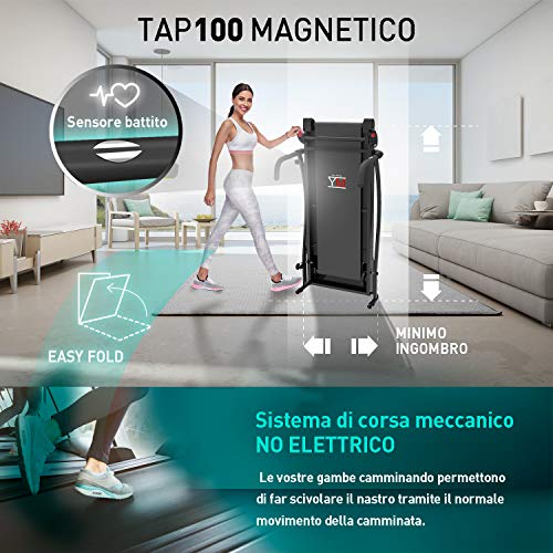 Cinta de correr magnética plegable, sensor cardíaco, monitor LCD, 8 niveles