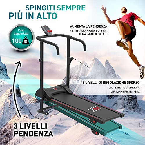 Cinta de correr magnética plegable, sensor cardíaco, monitor LCD, 8 niveles Cinta de correr magnética plegable, sensor cardíaco, monitor LCD, 8 niveles
