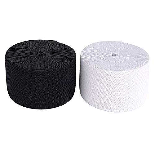 Cinta de goma de 25 m para ropa específica y hogar, artesanía 25 metros, 5 cm de ancho, color negro o blanco Cinta de goma de 25 m para ropa específica y hogar, artesanía 25 metros, 5 cm de ancho, color negro o blanco