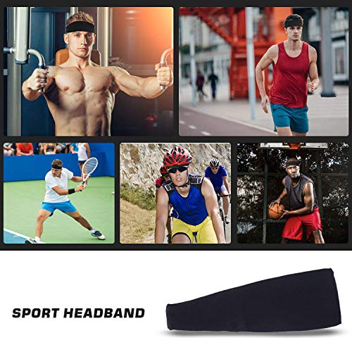 Cinta deportiva para hombre, banda para el sudor y deporte para la cabeza, para el entrenamiento, para correr, crossfit, yoga y casco de bicicleta, color negro (paquete de 3)