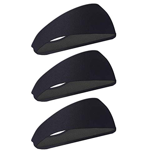 Cinta deportiva para hombre, banda para el sudor y deporte para la cabeza, para el entrenamiento, para correr, crossfit, yoga y casco de bicicleta, color negro (paquete de 3) Cinta deportiva para hombre, banda para el sudor y deporte para la cabeza, para el entrenamiento, para correr, crossfit, yoga y casco de bicicleta, color negro (paquete de 3)