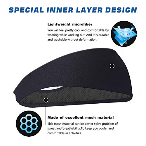 Cinta deportiva para hombre, banda para el sudor y deporte para la cabeza, para el entrenamiento, para correr, crossfit, yoga y casco de bicicleta, color negro (paquete de 3) Cinta deportiva para hombre, banda para el sudor y deporte para la cabeza, para el entrenamiento, para correr, crossfit, yoga y casco de bicicleta, color negro (paquete de 3)