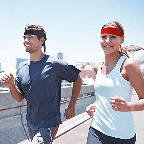 Cinta deportiva para mujeres hombres - Cinta sin colgante Cinta adhesiva para la cabeza Ideal para correr, hacer ejercicio, tenis, karate, voleibol y rendimiento Estiramiento y humedad Wicking(Blue)