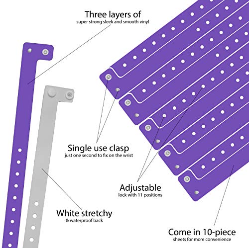 Cintapunto 100 unidades, pulseras de plástico, pulseras de vinilo, calidad premium, 3 capas (lavanda brillante, en forma de L) Cintapunto 100 unidades, pulseras de plástico, pulseras de vinilo, calidad premium, 3 capas (lavanda brillante, en forma de L)
