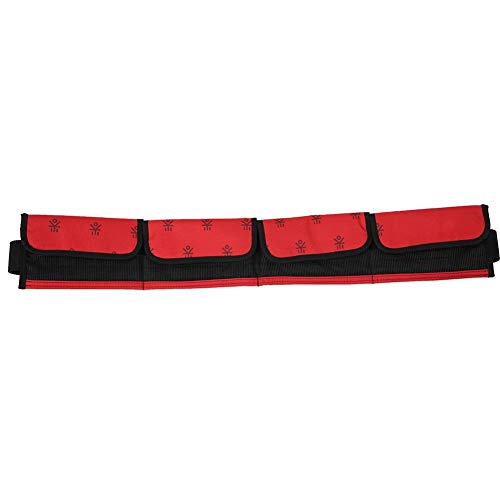 Cinturón de Buceo de Bolsillo Tipo Bolsillo, cinturón de Snorkel, Hebilla Ajustable compacta y Resistente para Buceo Libre(Red, 4 Pockets)