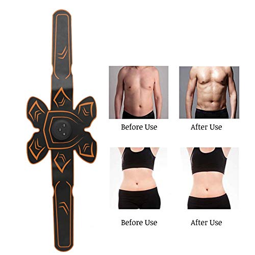 Cinturón de entrenamiento de abdominales de 20 minutos de tiempo de fitness, ABS Mini cinturón de fitness de ABS con carga USB, negro + naranja para masaje parcial Masaje muscular