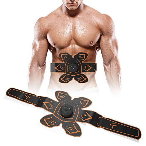 Cinturón de entrenamiento de abdominales de 20 minutos de tiempo de fitness, ABS Mini cinturón de fitness de ABS con carga USB, negro + naranja para masaje parcial Masaje muscular