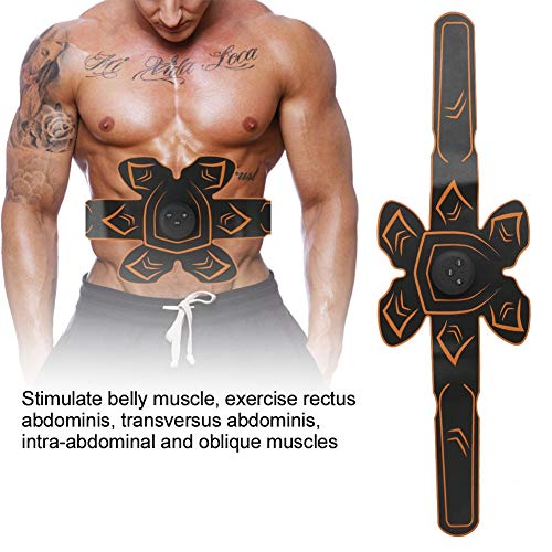 Cinturón de entrenamiento de abdominales de 6 modos de fitness, cinturón de abdominales, negro + naranja para masaje parcial Masaje en el hogar Masaje muscular Relajación muscular